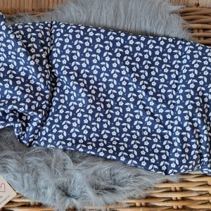 Warmezak! | Blauw | Witte bloemen print | 60x20x3cm